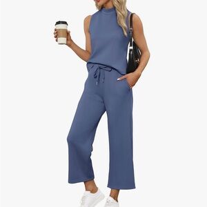 Sleeveless Blue Two Piece Outfit by Sampeel Sz M